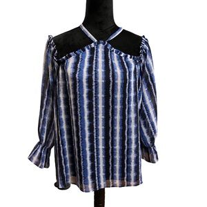 INC split neck flowy blouse, size L, EUC